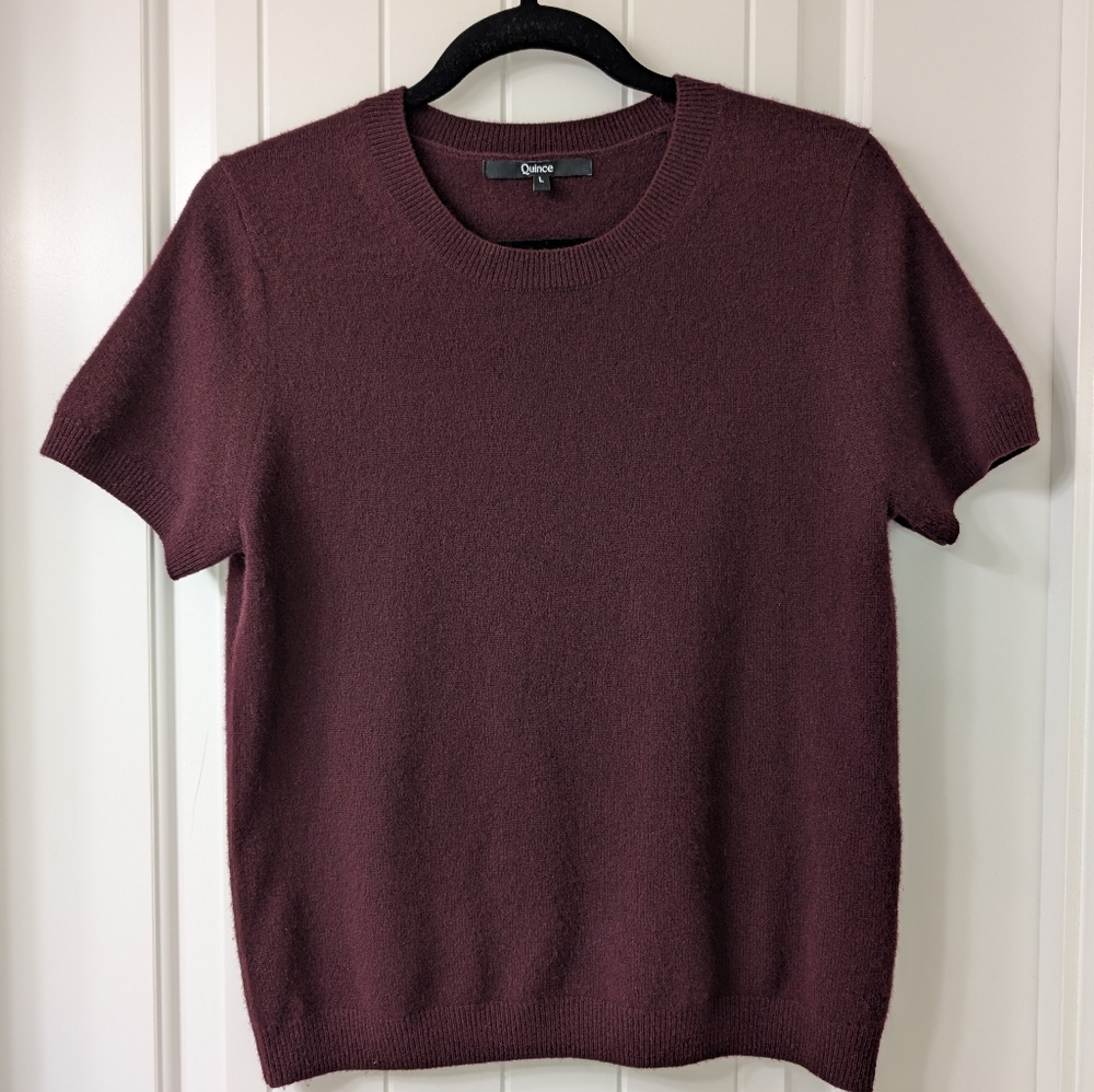 Quince Burgundy Mongolian Cashmere Tee